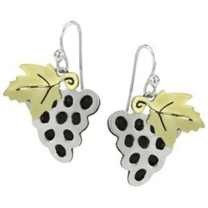 Far Fetched Grapes Leaf Earrings Silver and Gold Handmade